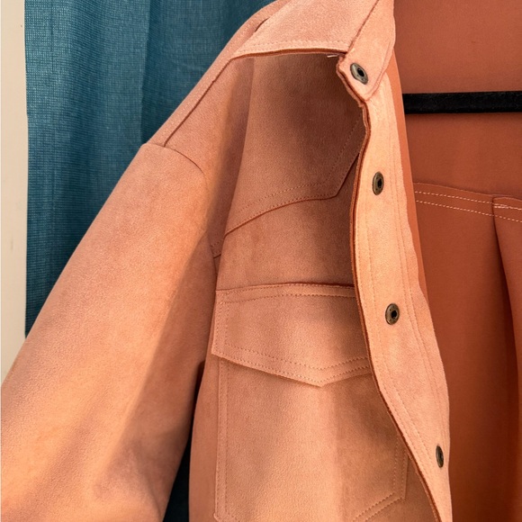 Mauve/Blush Button-Up Shirt Jacket - Picture 2 of 6